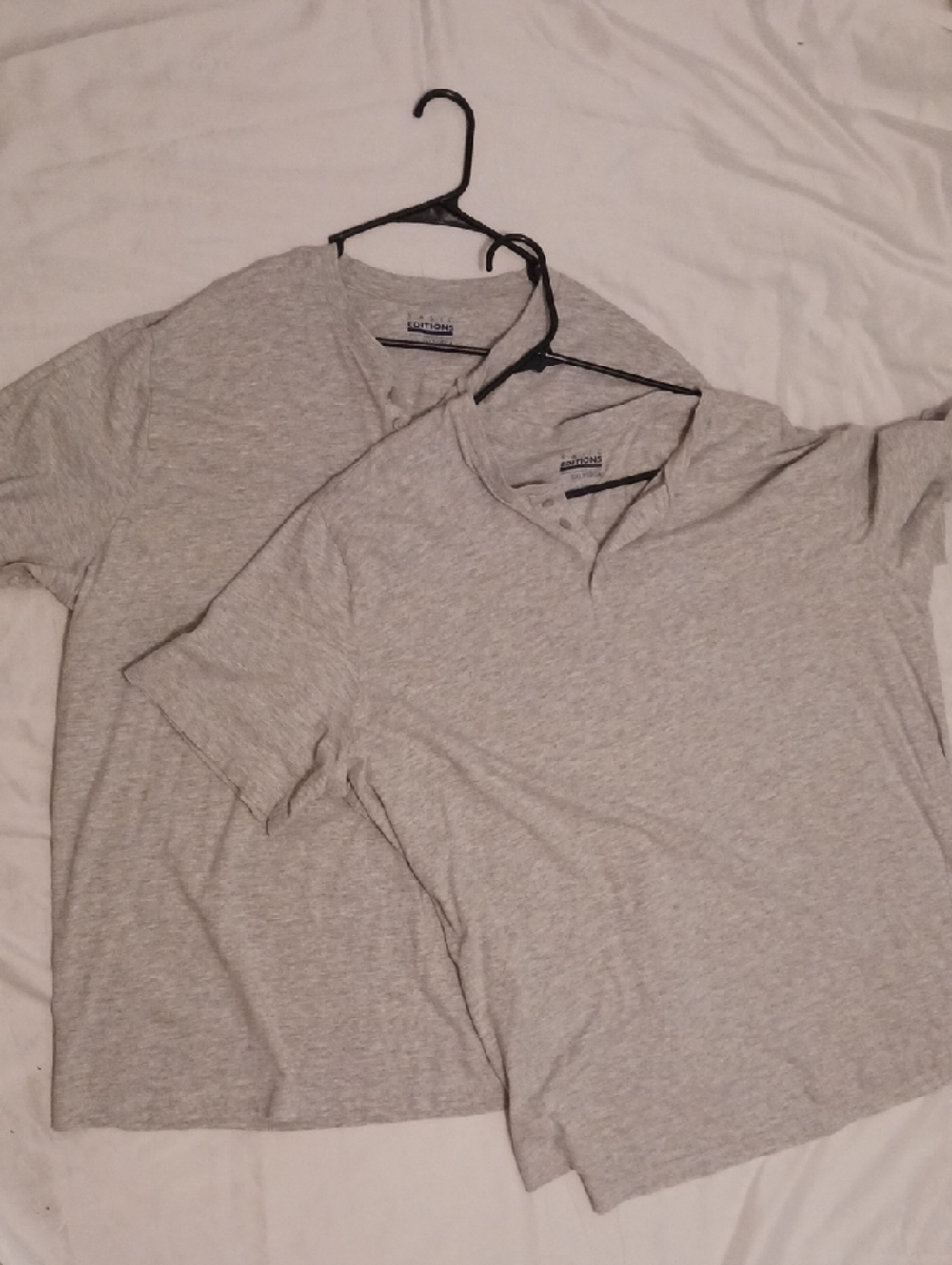 Set of 2 Men's Henley T-shirts, Heather Gray Short Sleeve, Size 2XLT